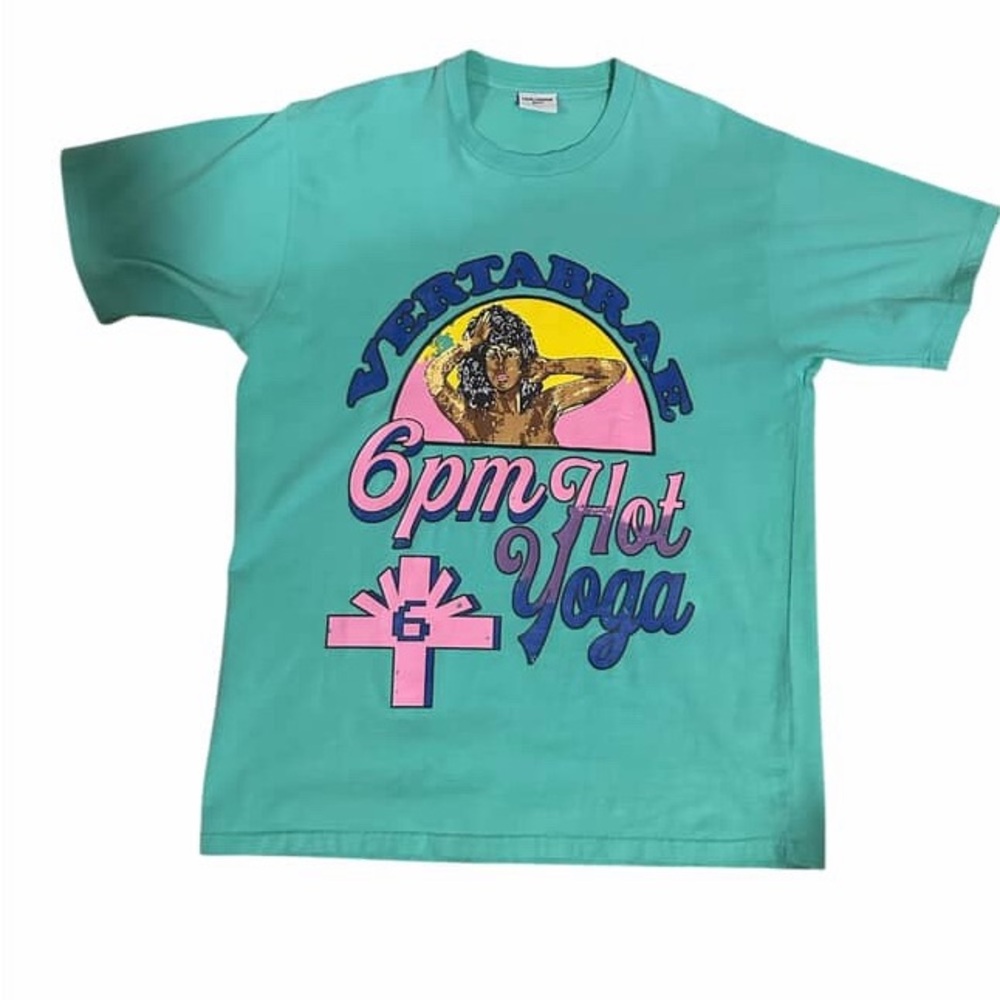 Teal Graphic T-Shirt with Yoga Print